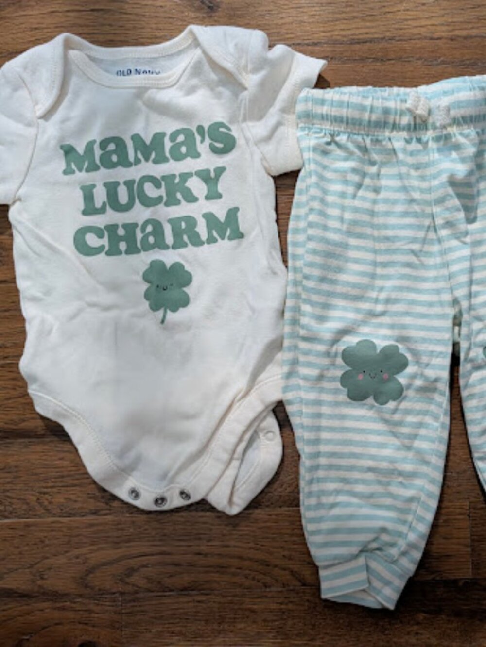 ON Mama's Lucky Charm St. Patrick's Day Outfit Unisex 6-12mo